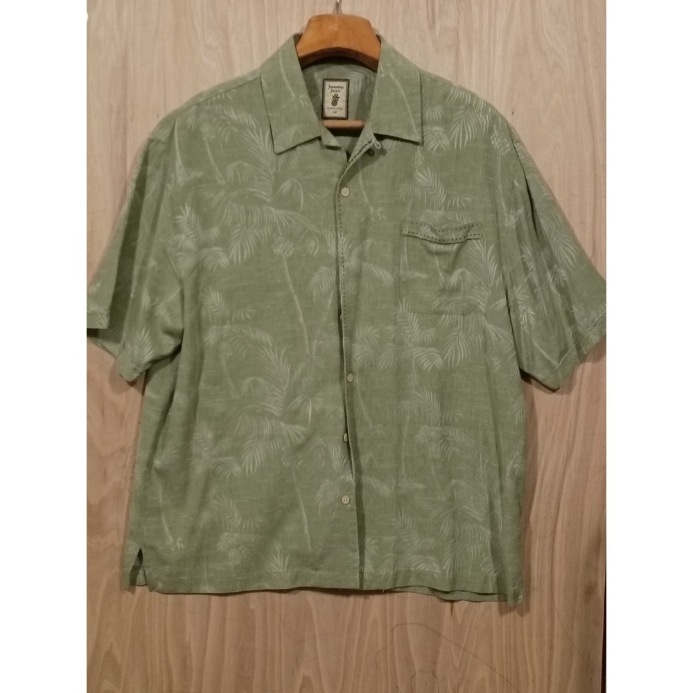 Jamaica Jaxx Green Silk Short sleeve Hawaiian Button front shirt Size XL